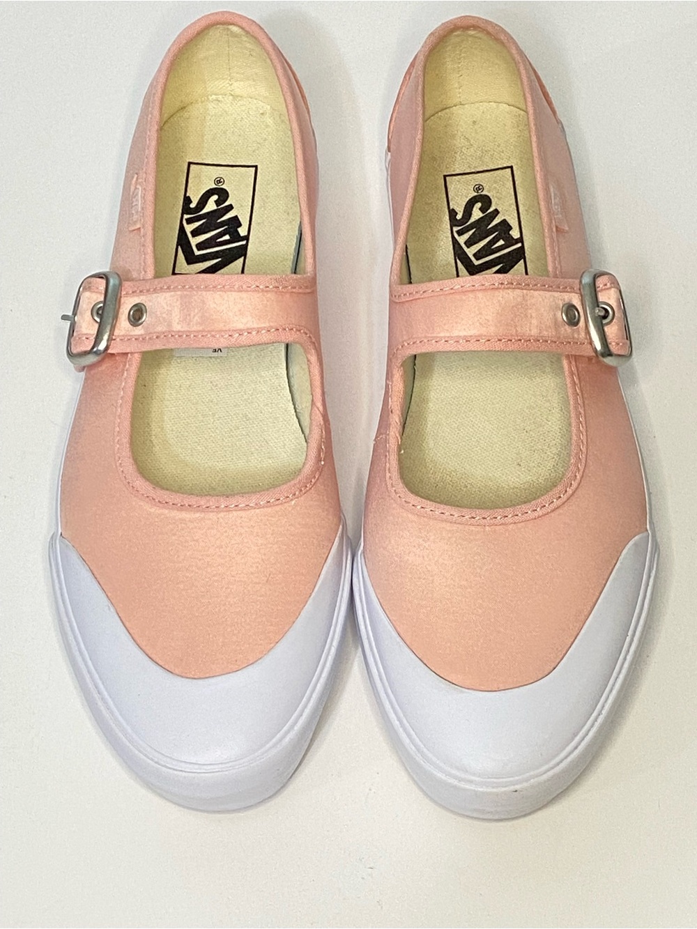 Vans Satin Mary Jane Sneakers Pink White Buckle Shoes Women’s 8.5 EU39